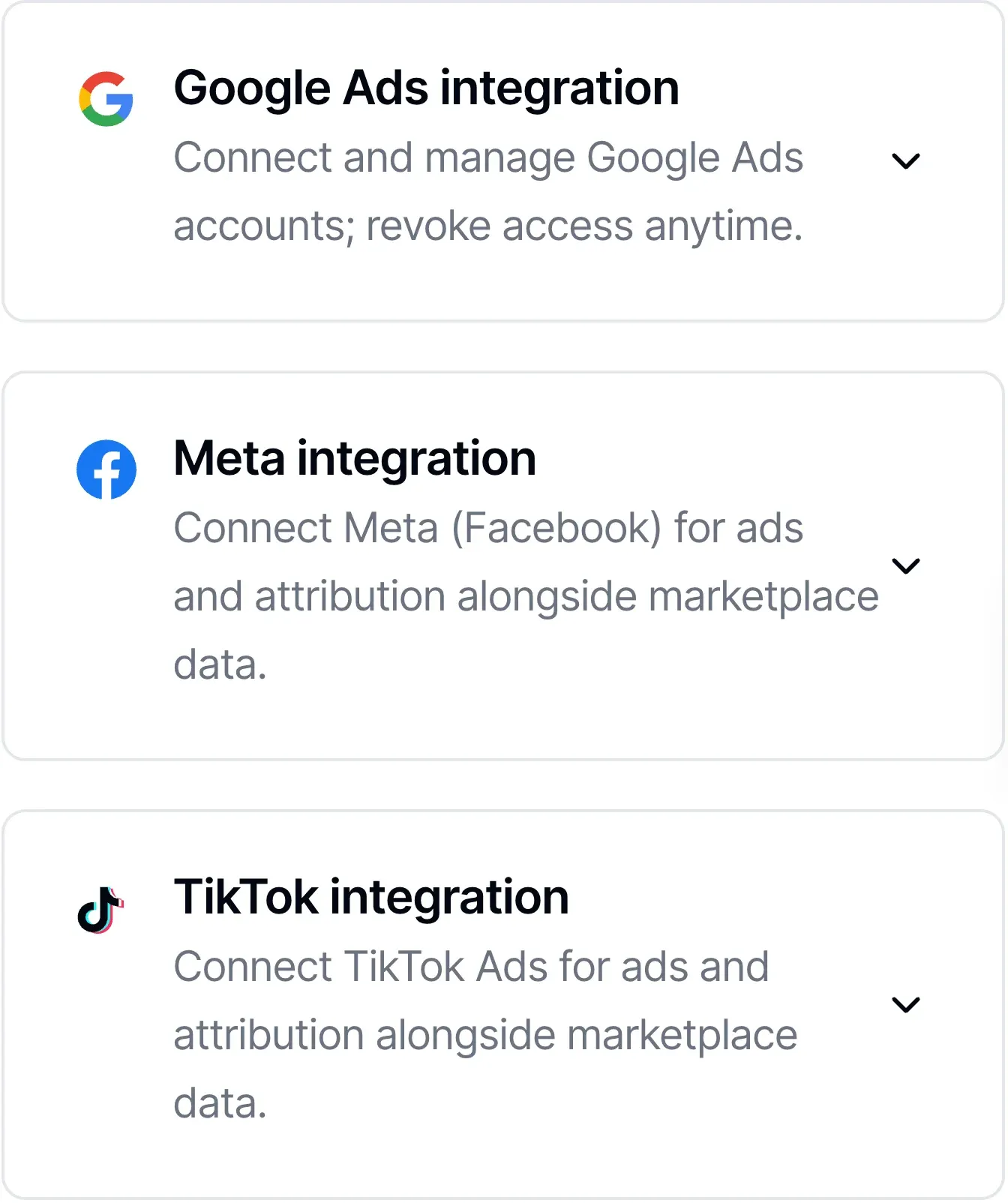 External ads integrations feeding the profit view
