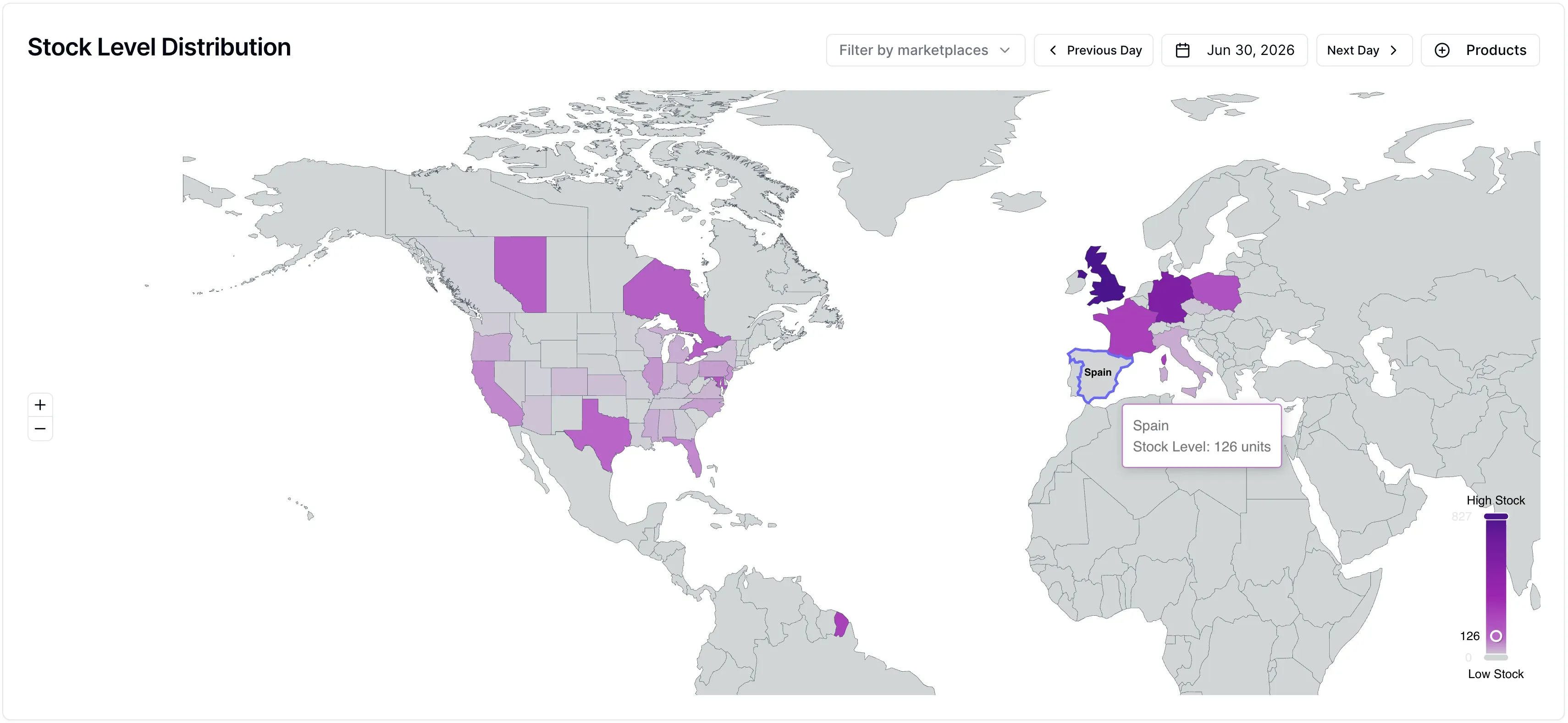 Inventory stock map showing supplier, 3PL, and FBA locations