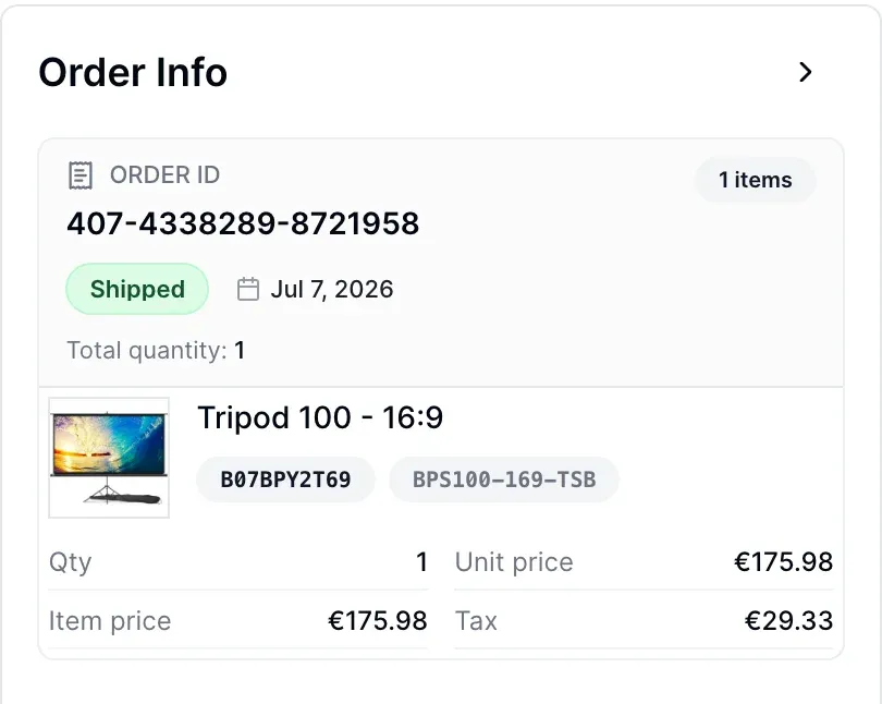 Order info panel with buyer message context